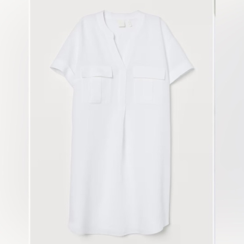 H&M Linen-blend Dress White Size 8